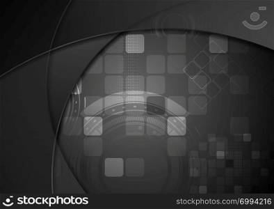 Black tech wavy abstract background