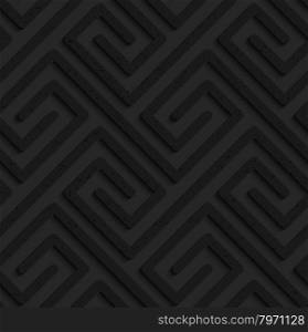 Black textured plastic rectangle spirals fastened .Seamless abstract geometrical pattern with 3d effect. Background with realistic shadows and layering.