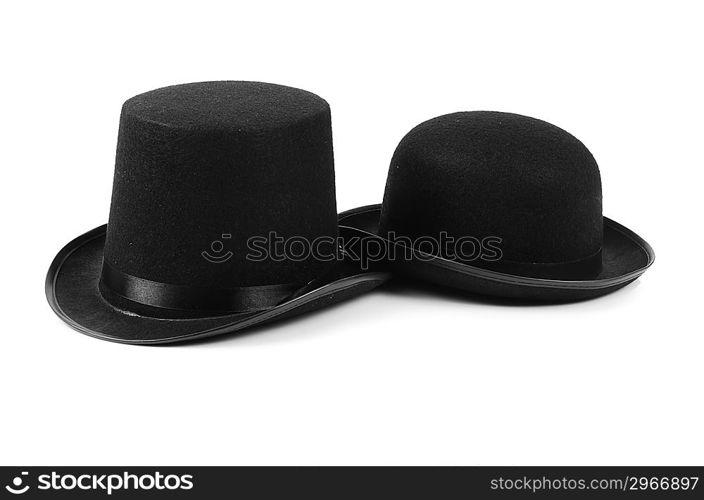 Black tophat top hat isolated on the white