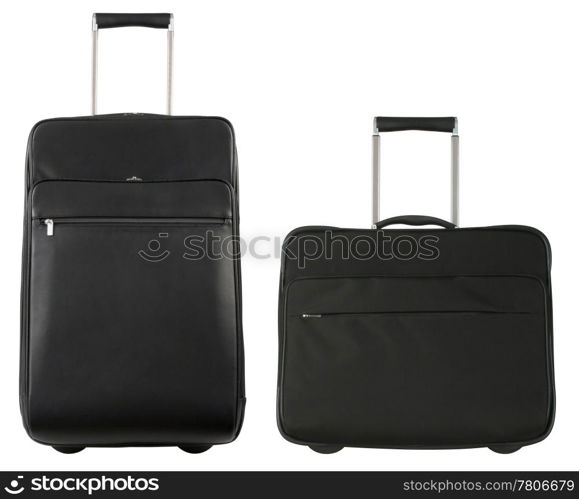 Black travel bags isolated on white background