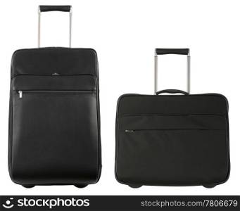 Black travel bags isolated on white background