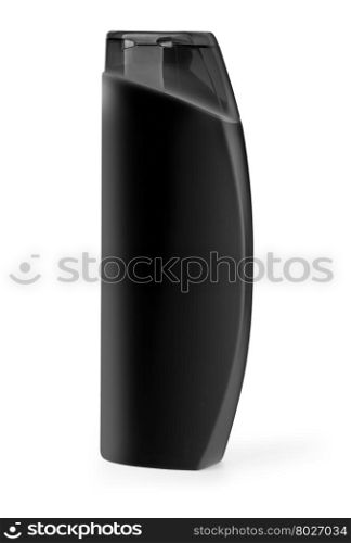 Black tube bottle of shampoo, conditioner, hair rinse, gel, mouthwash on a white background with clipping path