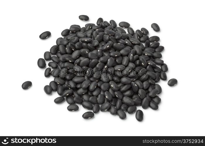 Black turtle beans on white background