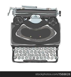 black Typewriter vintage art illustration
