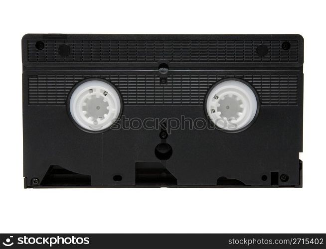 Black VHS video cassette on white