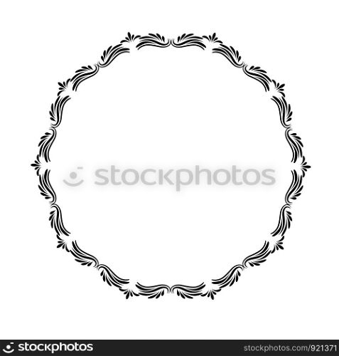black vintage floral frame on white, stock vector illustration