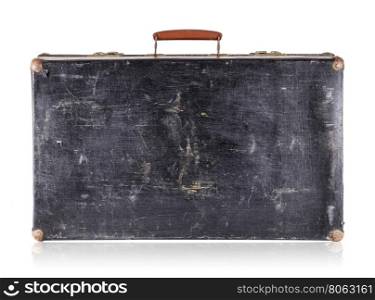 Black vintage suitcase isolated on white background. Black vintage suitcase