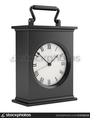 black vintage table clock isolated on white background
