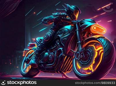 Black Vivid Motorcycle Background. Illustration AI Generative
