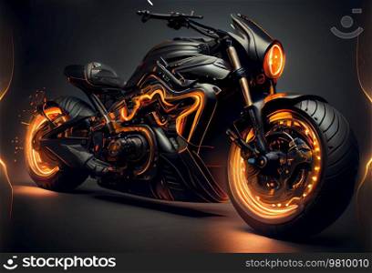 Black Vivid Motorcycle Background. Illustration AI Generative