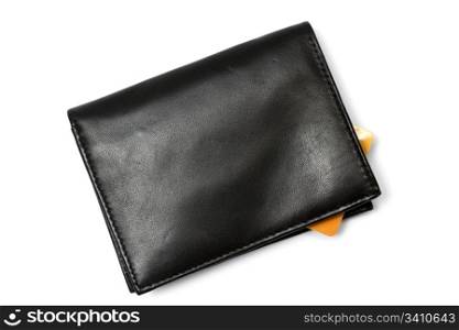 Black wallet and Credit card isolated on white background