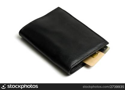 Black wallet with Credit card isolated on white