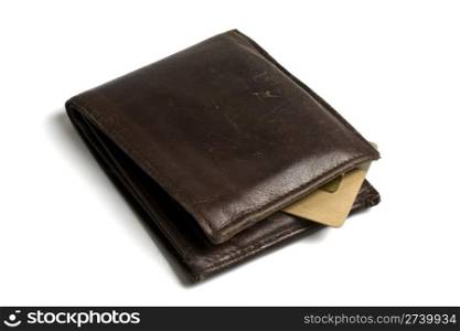 Black wallet with Credit card isolated on white background