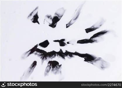 black watercolor blobs isolated smooth white surface