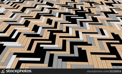 Black, white, and grey timber wood slats floor. Pattern backgrou. Black, white, and grey timber wood slats floor. Pattern background, 3d illustration. Black, white, and grey timber wood slats floor. Pattern background, 3d illustration