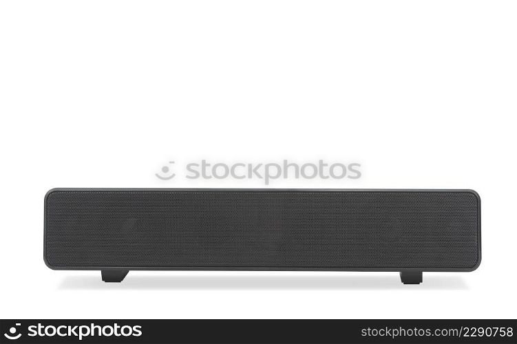 Black wireless bluetooth sound bar speaker on isolated white background