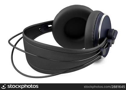 black wireless headphones isolated on white background