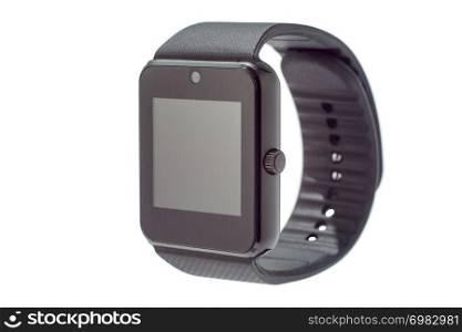 black Wireless Smart Watch with blank screen isolated on white background.. black Wireless Smart Watch with blank screen isolated on white background