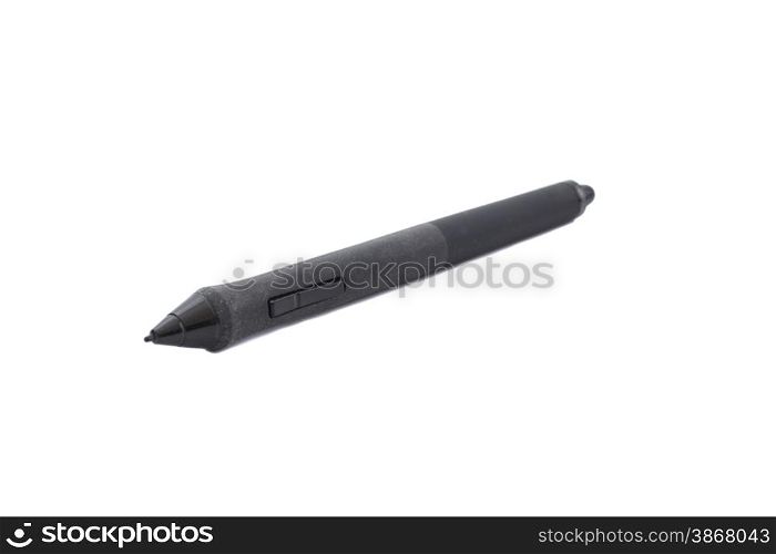 Black wireless stylus pen for tablet isolated on white