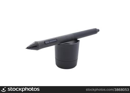 Black wireless stylus pen for tablet isolated on white