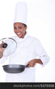 black woman cooking