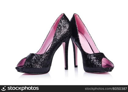 Black woman shoes isolated on white