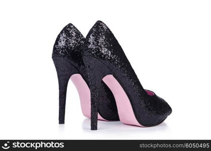 Black woman shoes isolated on white