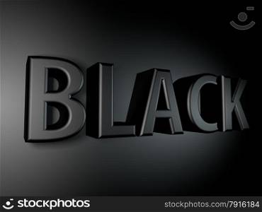 Black word over black wall, 3d render, horizontal image