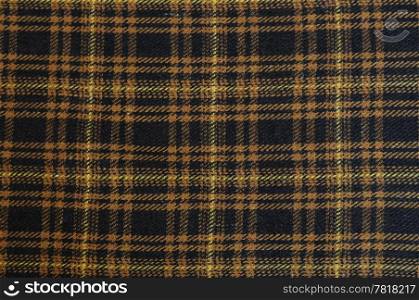 Black, yellow and brown wool plaid cloth