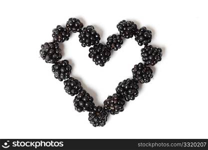 Blackberries in a beautiful heart shape