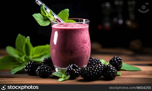 Blackberry smoothie selective focus detox diet food vegetarian food healthy eating concept.