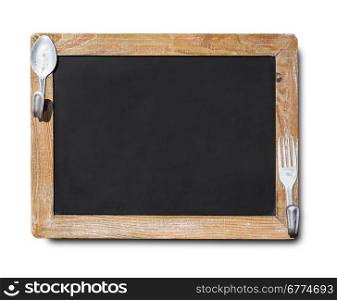 Blackboard menu blank on white background with clipping path