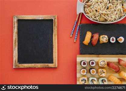 blackboard near japanese food red