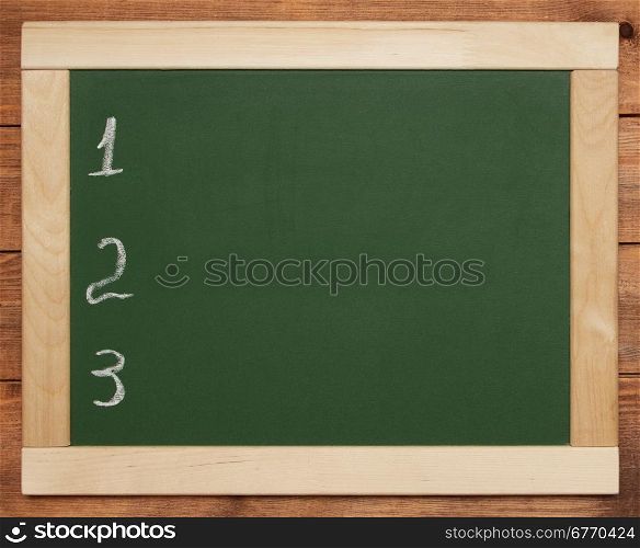blackboard with 1,2,3