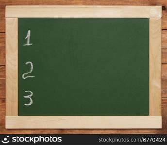 blackboard with 1,2,3