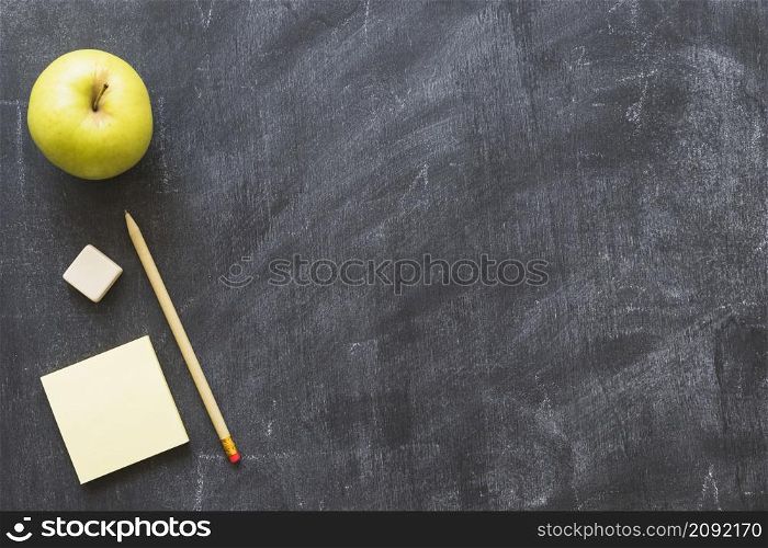 blackboard with apple stationery