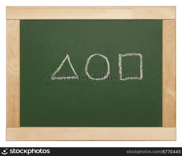 blackboard with triangle, circle, square