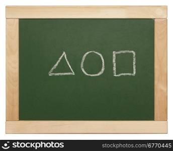 blackboard with triangle, circle, square