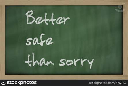 "Blackboard writings " Better safe than sorry ""