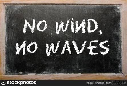 "Blackboard writings "No wind, no waves""