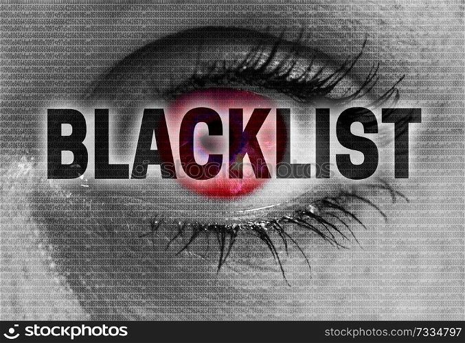 blacklist eye looks at viewer concept.. blacklist eye looks at viewer concept
