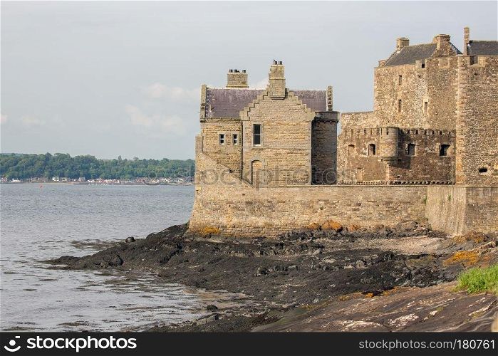 Blackness castle at Scottish coast Firth of Forth with low tide. Blackness castle at coast Firth of Forth in Sotland