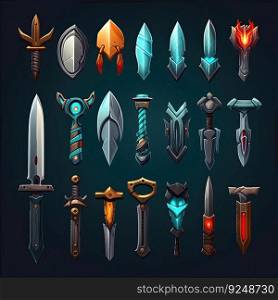 blade knife weapon game ai generated. sharp steel, cut metal, equipment dagger blade knife weapon game illustration. blade knife weapon game ai generated