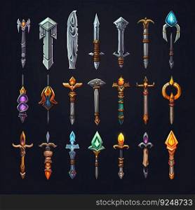 blade sword weapon game ai generated. battle knight, war steel, ancient warrior blade sword weapon game illustration. blade sword weapon game ai generated