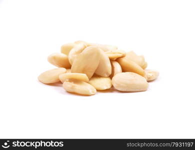 Blanched almonds on white