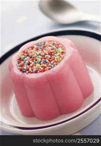 Blancmange topped with 100&acute;s and 1000&acute;s