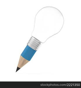 blank 3d creative pencil lightbulb as concept creative and add your word