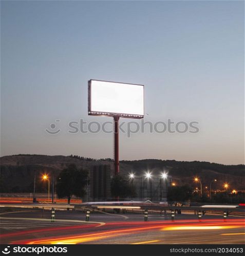 blank advertising billboards illuminated highway night