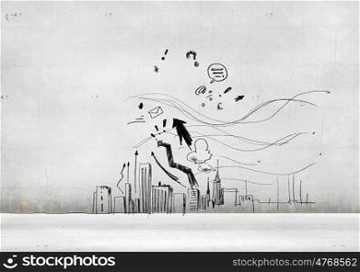 Blank background image. Sketch background image. Construction plan and ideas