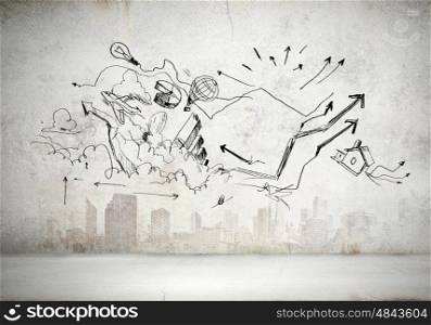Blank background image. Sketch background image. Construction plan and ideas